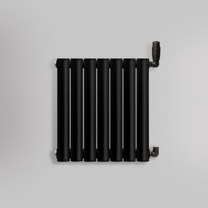 Grzejnik Dekoracyjny - Owalny Kolumnowy Czarny - 545x410mm, gładkie tło