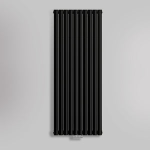 Grzejnik Dekoracyjny Pionowy - Owalny Podwójny Kolumnowy Czarny - 1800x590mm, gładkie tło