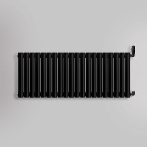 Grzejnik Dekoracyjny - Owalny Podwójny Kolumnowy Czarny - 560x1180mm, gładkie tło