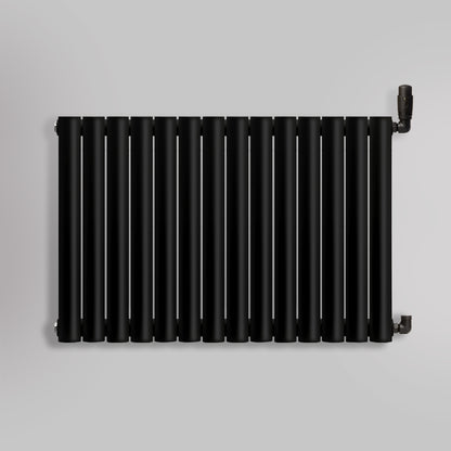 Grzejnik Dekoracyjny - Owalny Podwójny Kolumnowy Czarny - 660x826mm, gładkie tło