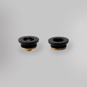 Zawór odpowietrzający i zaślepki - Czarny, dekoracyjne korki grzejników - gładkie tło