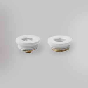 Zawór odpowietrzający i zaślepki - Biały, dekoracyjne korki grzejników - gładkie tło