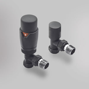 Zawór Termostatyczny Kątowy - Antracyt, dekoracyjne zawory grzejnikowe Mandelli - gładkie tło