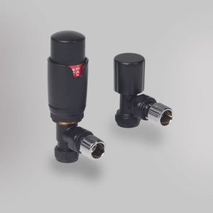 Zawór Termostatyczny Kątowy - Czarny, dekoracyjne zawory grzejnikowe Mandelli - gładkie tło