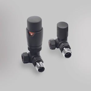 Zawór Termostatyczny Trójosiowy - Antracyt, dekoracyjne zawory grzejnikowe Mandelli - gładkie tło