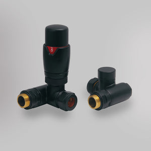 Zawór Termostatyczny Dwupaliwowy - Czarny, dekoracyjne zawory grzejnikowe Mandelli - gładkie tło