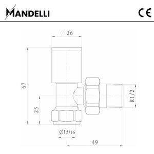 rysunek techniczny zaworu grzejnikowego -Zawór Kątowy