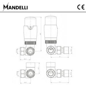 rysunek techniczny zaworu grzejnikowego -Zawór Termostatyczny Trójosiowy