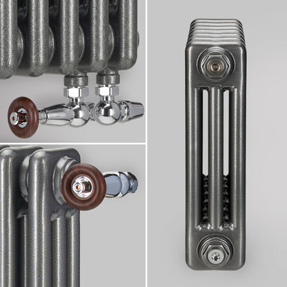 Grzejnik ozdobny pionowy żeberkowy Antyczne srebro – stylowy grzejnik dekoracyjny do salonu i sypialni