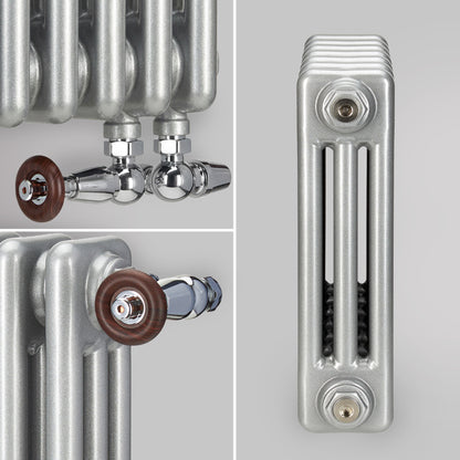 Grzejnik dekoracyjny żeberkowy Srebro szczotkowane – ozdobny grzejnik pionowy do każdego wnętrza