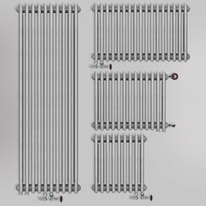 Grzejnik pionowy żeberkowy Srebro szczotkowane – dekoracyjny model pionowy i poziomy