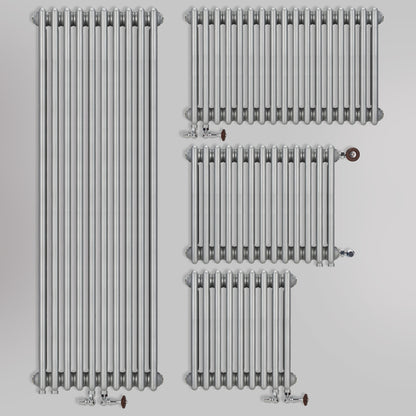 Grzejnik pionowy żeberkowy Srebro szczotkowane – dekoracyjny model pionowy i poziomy